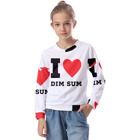 I Love Dim Sum Kids  Long Sleeve Tee With Frill  by ilovewhateva