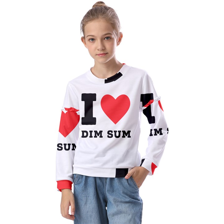 I love dim sum Kids  Long Sleeve Tee with Frill 