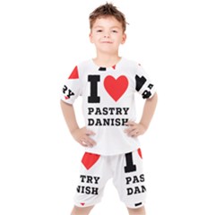 I Love Pastry Danish Kids  Tee And Shorts Set by ilovewhateva