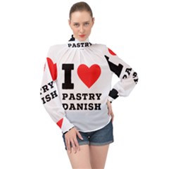 I Love Pastry Danish High Neck Long Sleeve Chiffon Top by ilovewhateva