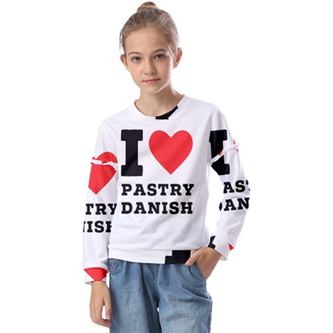 I Love Pastry Danish Kids  Long Sleeve Tee With Frill  by ilovewhateva