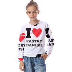 I Love Pastry Danish Kids  Long Sleeve Tee With Frill 