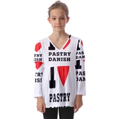 I Love Pastry Danish Kids  V Neck Casual Top by ilovewhateva