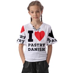 I Love Pastry Danish Kids  V-neck Horn Sleeve Blouse by ilovewhateva