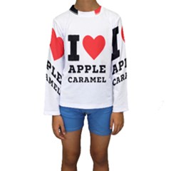 I Love Apple Caramel Kids  Long Sleeve Swimwear by ilovewhateva