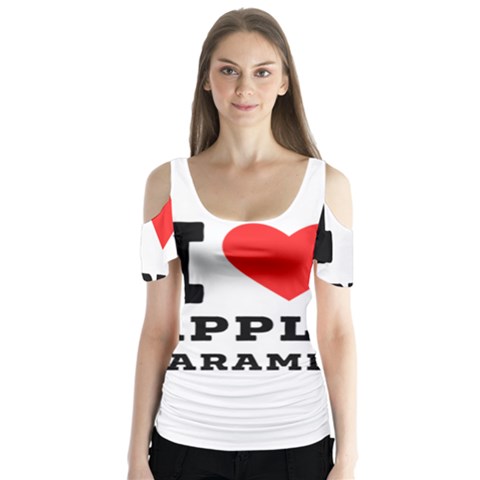 I Love Apple Caramel Butterfly Sleeve Cutout Tee  by ilovewhateva