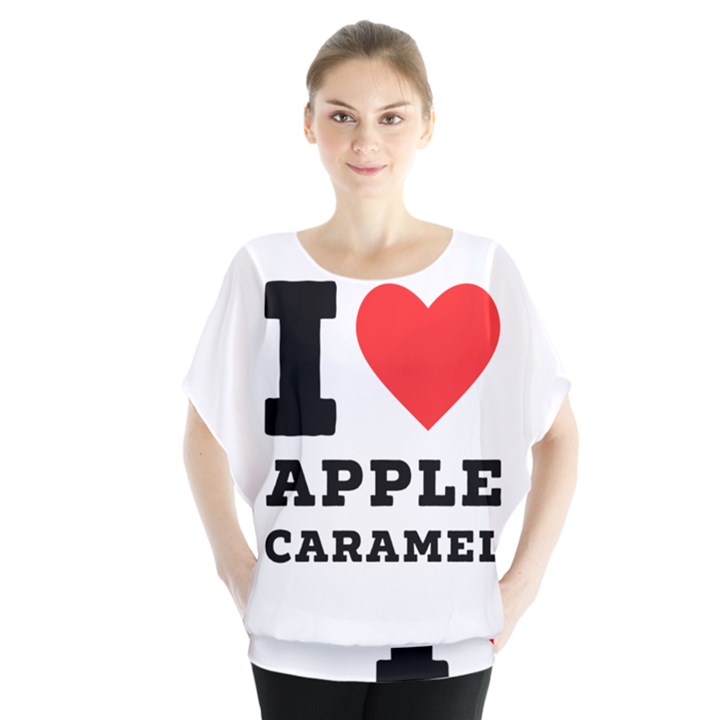 I love Apple caramel Batwing Chiffon Blouse