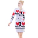 I love Apple caramel Button Long Sleeve Dress View1