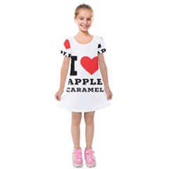 I Love Apple Caramel Kids  Short Sleeve Velvet Dress by ilovewhateva