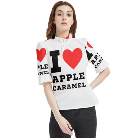 I Love Apple Caramel Frill Neck Blouse by ilovewhateva