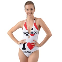 I Love Biscotti Halter Cut-out One Piece Swimsuit by ilovewhateva