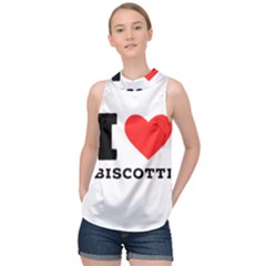 I Love Biscotti High Neck Satin Top by ilovewhateva