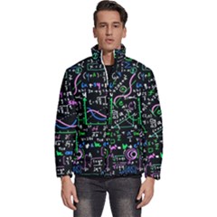 Math-linear-mathematics-education-circle-background Men s Puffer Bubble Jacket Coat by Salman4z