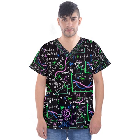 Math-linear-mathematics-education-circle-background Men s V-neck Scrub Top by Salman4z