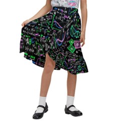 Math-linear-mathematics-education-circle-background Kids  Ruffle Flared Wrap Midi Skirt