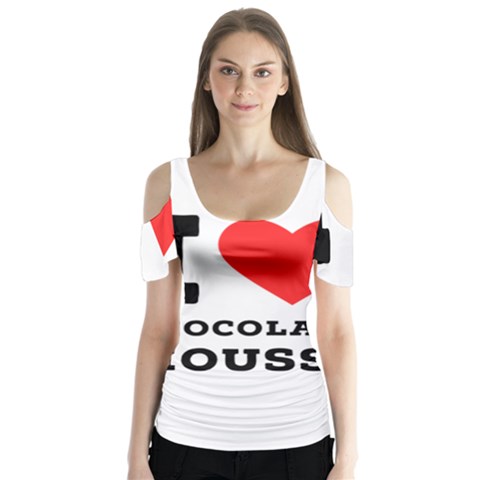 I Love Chocolate Mousse Butterfly Sleeve Cutout Tee  by ilovewhateva