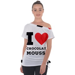 I Love Chocolate Mousse Off Shoulder Tie-up Tee