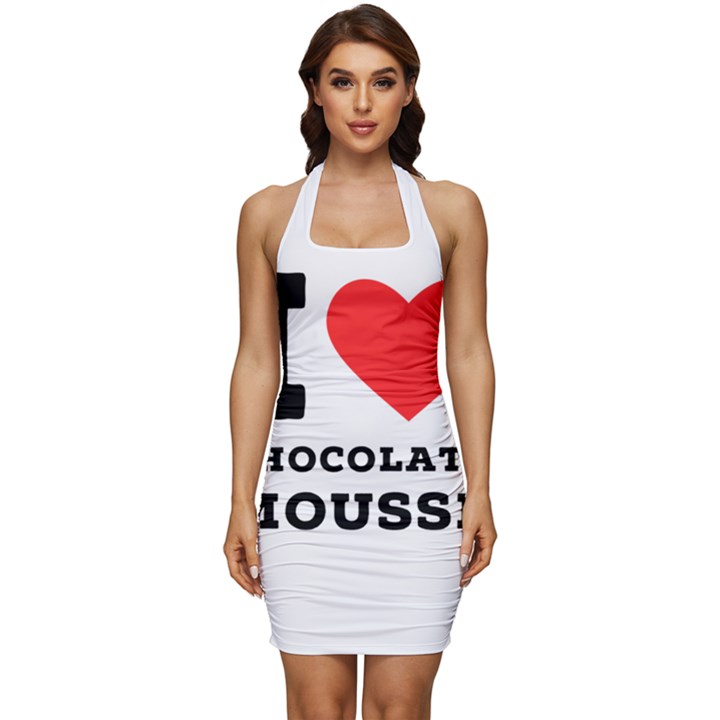 I love chocolate mousse Sleeveless Wide Square Neckline Ruched Bodycon Dress