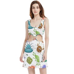 Dangerous-streptococcus-lactobacillus-staphylococcus-others-microbes-cartoon-style-vector-seamless Velour Cutout Dress by Salman4z