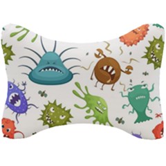 Dangerous-streptococcus-lactobacillus-staphylococcus-others-microbes-cartoon-style-vector-seamless Seat Head Rest Cushion by Salman4z