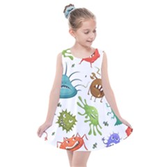 Dangerous-streptococcus-lactobacillus-staphylococcus-others-microbes-cartoon-style-vector-seamless Kids  Summer Dress by Salman4z