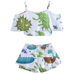 Dangerous-streptococcus-lactobacillus-staphylococcus-others-microbes-cartoon-style-vector-seamless Kids  Off Shoulder Skirt Bikini by Salman4z