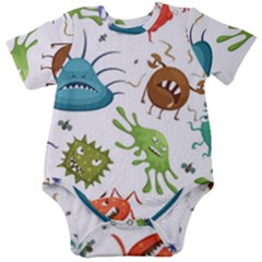 Dangerous-streptococcus-lactobacillus-staphylococcus-others-microbes-cartoon-style-vector-seamless Baby Short Sleeve Bodysuit by Salman4z