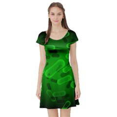 Green-rod-shaped-bacteria Short Sleeve Skater Dress by Salman4z