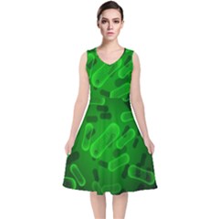 Green-rod-shaped-bacteria V-neck Midi Sleeveless Dress  by Salman4z