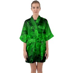 Green-rod-shaped-bacteria Half Sleeve Satin Kimono 