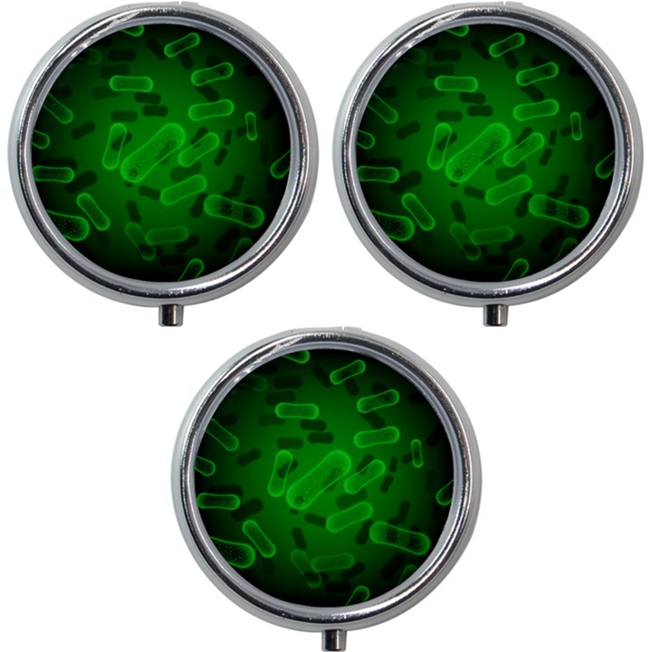 Green-rod-shaped-bacteria Mini Round Pill Box (Pack of 3)