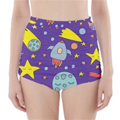 Card-with-lovely-planets High-waisted Bikini Bottoms by Salman4z