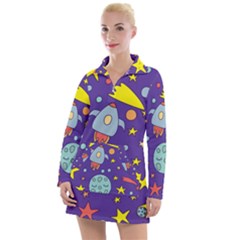 Card-with-lovely-planets Women s Long Sleeve Casual Dress by Salman4z