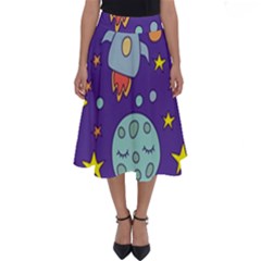 Card-with-lovely-planets Perfect Length Midi Skirt by Salman4z