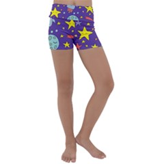 Card-with-lovely-planets Kids  Lightweight Velour Yoga Shorts by Salman4z