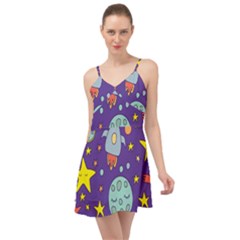 Card-with-lovely-planets Summer Time Chiffon Dress by Salman4z