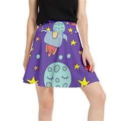 Card-with-lovely-planets Waistband Skirt by Salman4z