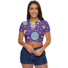 Card-with-lovely-planets Side Button Cropped Tee by Salman4z