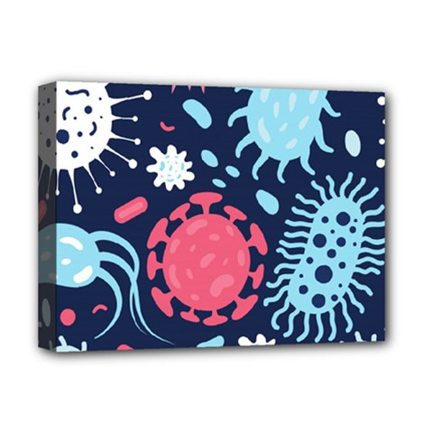 Seamless-pattern-microbes-virus-vector-illustration Deluxe Canvas 16  X 12  (stretched)  by Salman4z