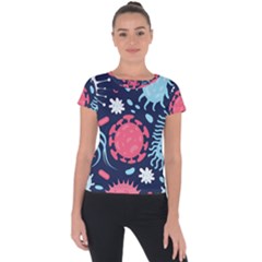 Seamless-pattern-microbes-virus-vector-illustration Short Sleeve Sports Top  by Salman4z