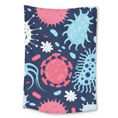 Seamless-pattern-microbes-virus-vector-illustration Large Tapestry by Salman4z