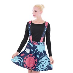 Seamless-pattern-microbes-virus-vector-illustration Suspender Skater Skirt by Salman4z