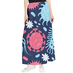 Seamless-pattern-microbes-virus-vector-illustration Maxi Chiffon Skirt