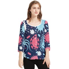 Seamless-pattern-microbes-virus-vector-illustration Chiffon Quarter Sleeve Blouse by Salman4z