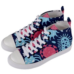 Seamless-pattern-microbes-virus-vector-illustration Women s Mid-top Canvas Sneakers by Salman4z