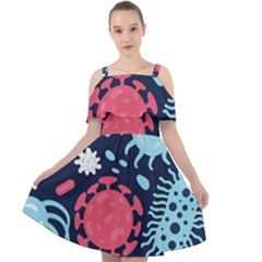 Seamless-pattern-microbes-virus-vector-illustration Cut Out Shoulders Chiffon Dress by Salman4z