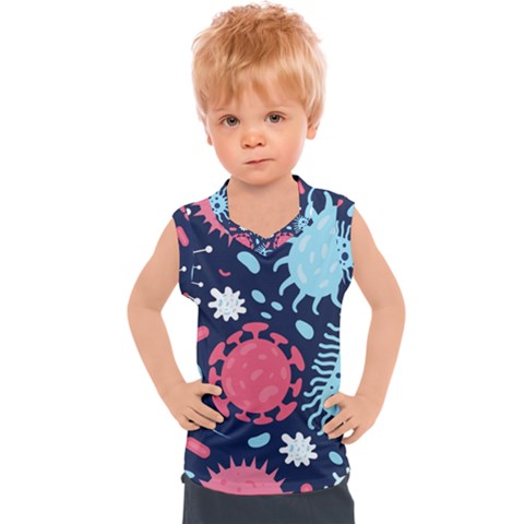 Seamless-pattern-microbes-virus-vector-illustration Kids  Sport Tank Top by Salman4z