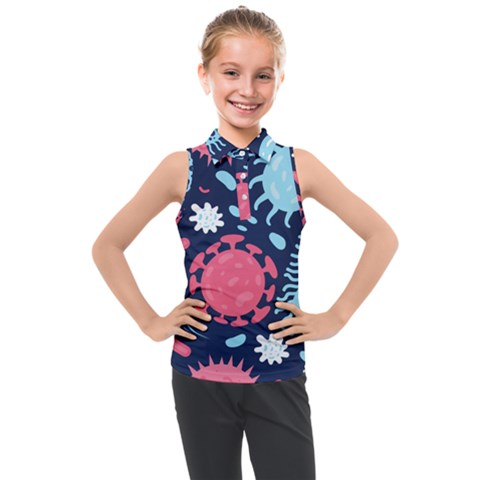 Seamless-pattern-microbes-virus-vector-illustration Kids  Sleeveless Polo Tee by Salman4z