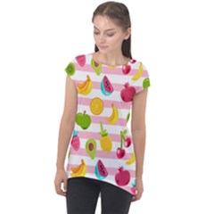 Tropical-fruits-berries-seamless-pattern Cap Sleeve High Low Top by Salman4z