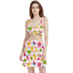 Tropical-fruits-berries-seamless-pattern Velour Cutout Dress by Salman4z